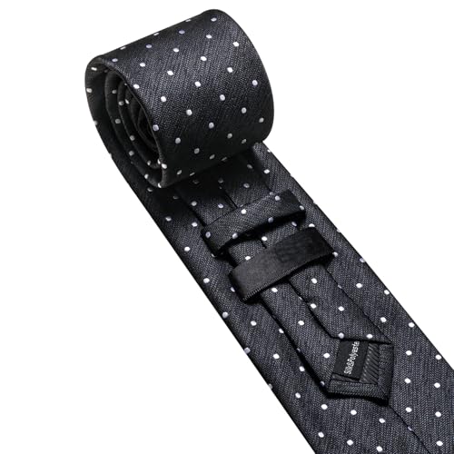 Image of Barry.Wang Ties for Men Silk Tie Sets Polka Dot Woven Necktie Pocket Square Cufflinks Business Wedding