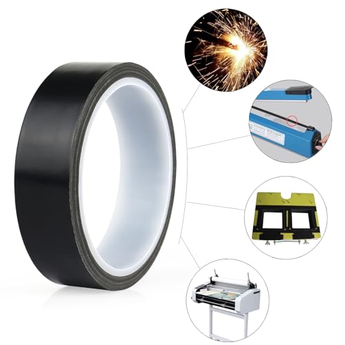 Image of BOMEI PACK Black PTFE Teflonn Glass Cloth Tape, 1 Pack 1 inchx 33 ft High Temperature PTFE Tape Abrasion Resistant Surface Protection for Vacuum Sealer Machine, Hand Impulse Sealers Insulation Coated