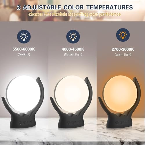 Voraiya Light Therapy Lamp, UV-Free 10000 Lux Therapy Light, Rotatable Happy Sunlight Lamp with 5 Brightness & 3 Color Temperature,Timer & Memory Function, Daylight for Bedroom, Office