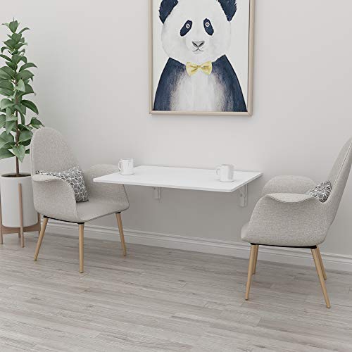Mcmacros Wall Mounted Floating Folding Table, Drop Leaf Dining Table Small Wooden Desk For Office Home Kitchen (White 1, 31 * 23) #TOP6