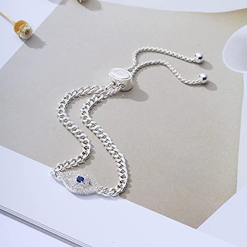 Apsvo Evil Eye Bracelet, Sideway Cross Bracelet, Silver/Gold/Rose Gold Bracelet for Women Adjustable Slide Chain Jewelry4