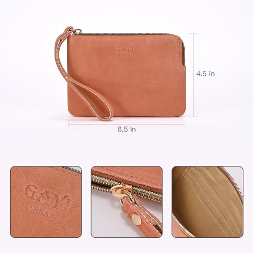 Image of Genuine Leather 4.5 x 6.5 Wristlet Purse for Women, Evening Wristlet Pouch Clutch Bag