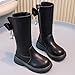 Ctreela Girls Riding Boots with Bows Fashion Chunky Platform Combat Boots with Side Zip Mid Calf Little/Big Kids Tall Boot