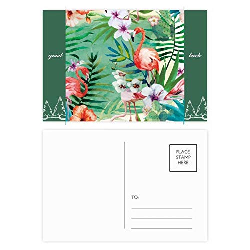 Plantes tropicales et flamant rose sur vos cartes postales de correspondance