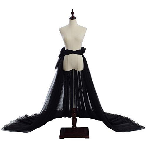 Women 5-Layers Tulle Tutu Long Train Skirts Wedding Party Cocktail Prom Bandage Mesh Maxi Dress Black #TOP1