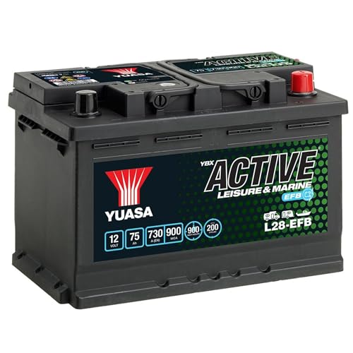 Yuasa L28-EFB 12V 75Ah 730CCA EFB Maintenance Free High Performance Leisure & Marine Battery