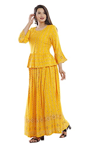 Image of Women's Rayon Printed Top and Skirts Set