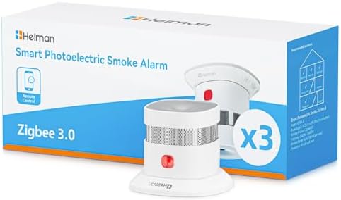 Heiman Lot de 3 Détecteurs de Fumée Intelligents Zigbee 3.0 HS1SA...