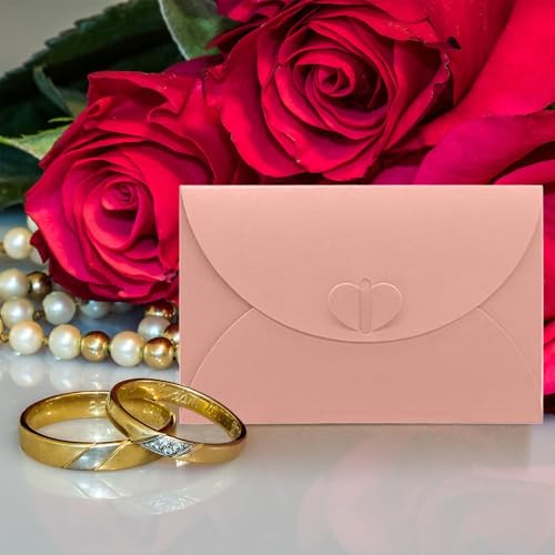 HSYTEK 14 Stück Briefumschläge, Bunt Umschläge mit Herz Verschluss, Kärtchen zum Beschriften, für Grußkarten, Einladungen, Geschenkkarten und Party Einladung