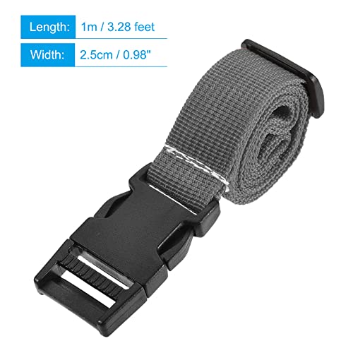 Image of MECCANIXITY Utility Strap with Buckle 1x40 Inch Polyester Quick Release Adjustable Belt for Travel Outdoor Bag Luggage Packing (Gray)