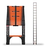SINMEIRUN 16.5 FT Telescoping Ladder with 11.8' Step Spacing, ANSI Certified, Type IA Heavy Duty, 330lbs Max Capacity, Aluminum Extension Ladder for Home, Roof, RV; Orange