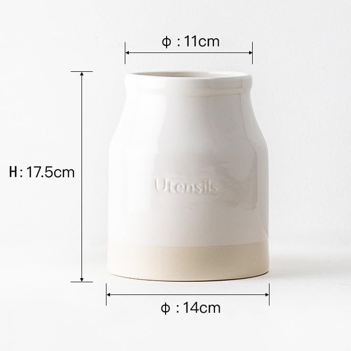 Kitchen Utensil Holder Kitchen Utensil Holder for Countertop, 6.8" Large Utensil Caddy Organizer Ceramic Cooking Utensil Crock Silverware Caddy for Farmhouse Decor Cooking Utensil Holder