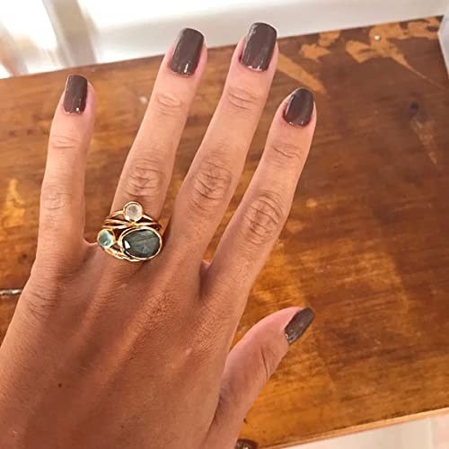 Multilayered Stone Studded Ring Set