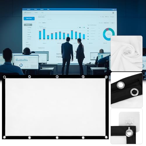 QWORK® 120 Zoll Projektionsleinwand, 16: 9 HD Faltbar Beamer Leinwand, 265X150CM Anti-Falten Projektor Leinwand mit Zubehör, für Innen- und Außenbereich