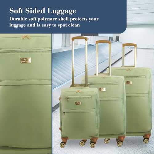 Image of Tommy Bahama 3-Piece Rolling Luggage Set, Soft-Sided Suitcases with Wheels, 22, 26, and 30 Inch, Sage