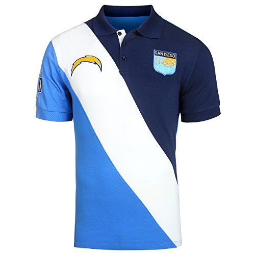 FOCO San Diego Chargers Diagonal Stripe Cotton Rugby Polo Men's Medium