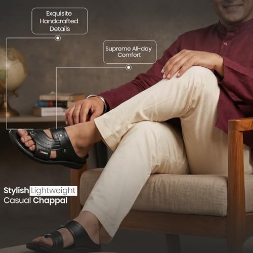 Image of Poddar PU Slippers for Men | Premium Daily Use Footwear | Comfortable Soft Sole Anti-Skid Sandals | Stylish Lightweight Casual Chappal for Office, Home & Outdoor Use