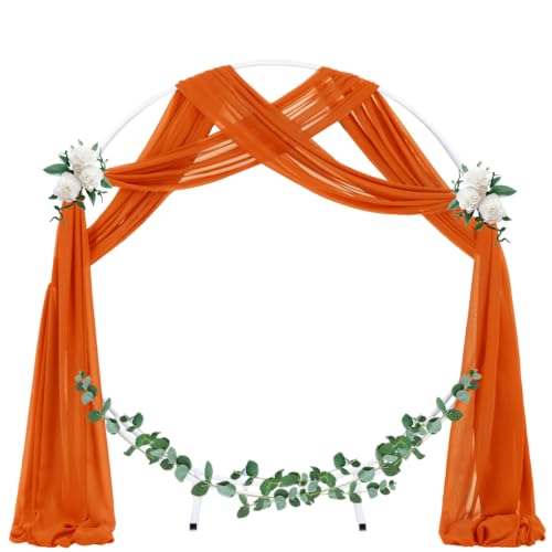 Image of Socomi Wedding Arch Draping Fabric 1 Panel 29 inch x 19Ft Sheer Chiffon Curtain Drapes 6 Yards for Wedding Ceremony Birthday Party Decoration Orange