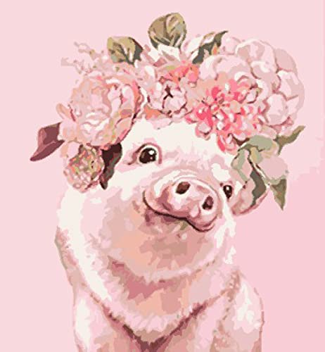 Kit point de croix débutant cochon broderie pré-imprimée 40x50cm