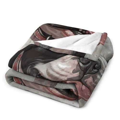 Couverture flanelle lit et voyage : plaid léger imprimé chien