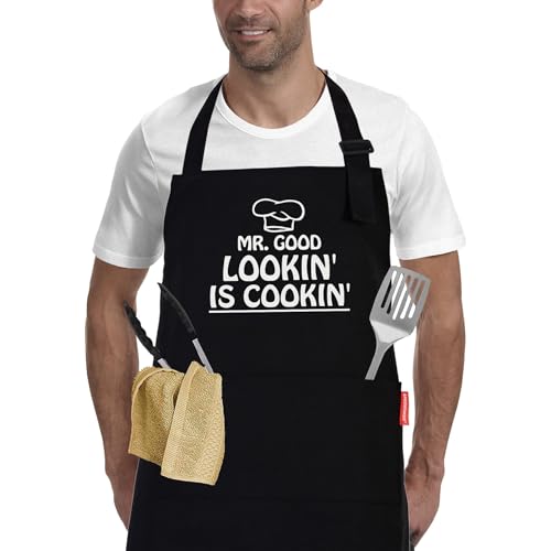 Kitchen Cooking BBQ Aprons for Men with Pockets, Adjustable Chef Apron, Funny Gifts for Men, Dad, Husband, Grandad Birthday Gifts - Cosy Home Interiors Kitchen Cooking BBQ Aprons for Men with Pockets, Adjustable Chef Apron, Funny Gifts for Men, Dad, Husband, Grandad Birthday Gifts