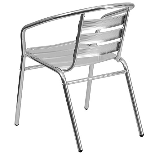 Emma + Oliver Aluminum Indoor-Outdoor Stack Chair With Triple Slat Back And Arms #TOP6