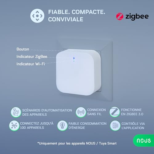 Passerelle ZigBee NOUS E1 pour centraliser 128 interrupteurs, volets roulants et prises