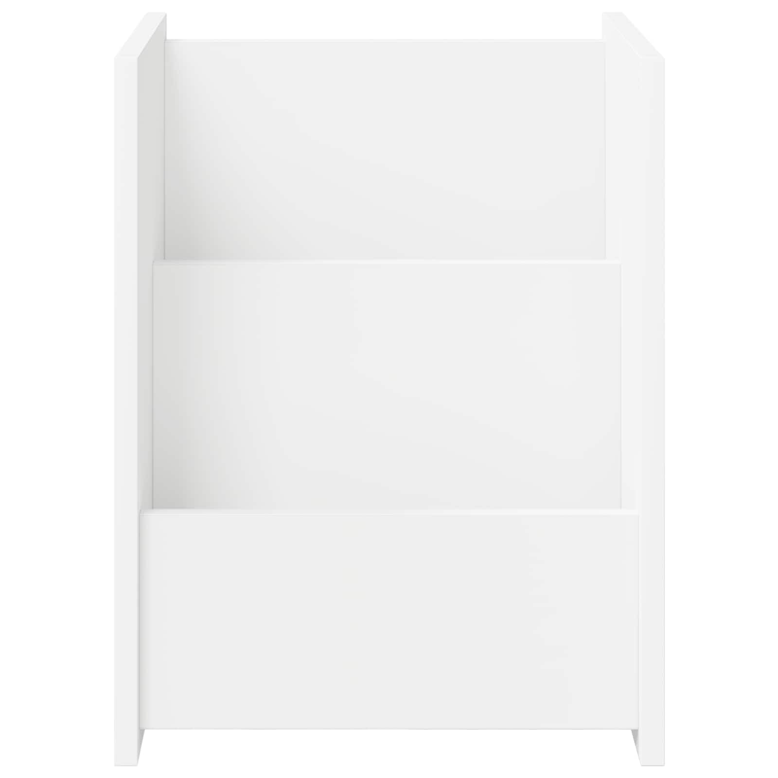 Mangloder - Portariviste in legno bianco, 35 x 35 x 45 cm, con 3 ripiani, portariviste, portariviste, per soggiorno, ufficio, corridoio e angolo di lettura