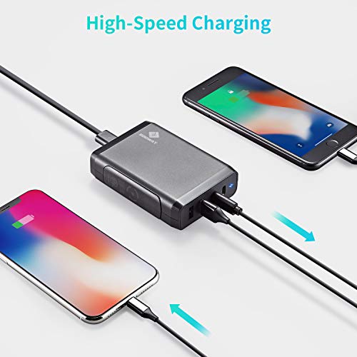 USB C Wall Charger, E EGOWAY 4-Port Charger with 60W & 18W USB C PD Power Delivery Adapter and Dual USB A Ports-12W