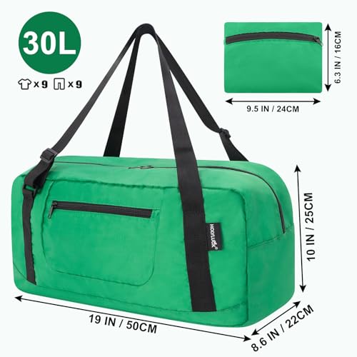 Image of HOLYLUCK Foldable Travel Duffel Bag For Women & Men Luggage Great for Gym - Kelly green