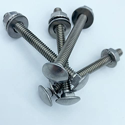 Image of (8Pcs) 304 Stainless Universal Headboard or Footboard Hardware Bolts and Nuts 4 inches 2-1 /2'' Long Carriage for Furniture Beds Sofa Table Chairs Wheelbarrow Handles Replacement Kit