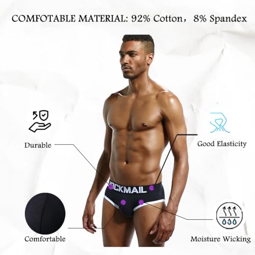JOCKMAIL Mens Jockstrap Cotton Briefs Breathable Athletic Underwear for Athletic Supporter4