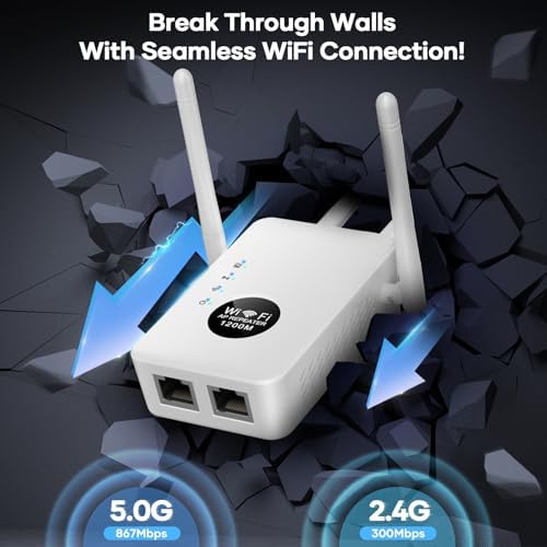 WiFi Repeater,WiFi Extender Signal Booster, 1200 Mbps Covers Up to 12880 Sq.ft and 60 Devices,6625445548978911321548746871215315477 - 4
