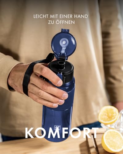 ZWILLING Trinkflasche 680 ml, Auslaufsicher, Fruchtsieb, Dunkel-Blau – Ansicht 6