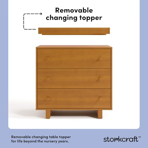 Image of Storkcraft Texas 3 Drawer Chest with Changing Table Topper, Almond