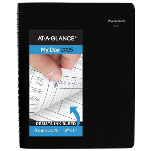 AT-A-GLANCE 2025 Appointment Book Planner, Daily, Four Person Group Planner, 8' x 11', Large, Quarter-Hourly, DayMinder, Black (G5600025)