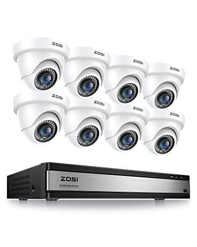 ZOSI 1080p Surveillance Camera Kit with 8X CCTV Outdoor Camera and 16CH 2MP DVR Recorder 2TB HDD Included, Security System with Night Vision, Motion D...