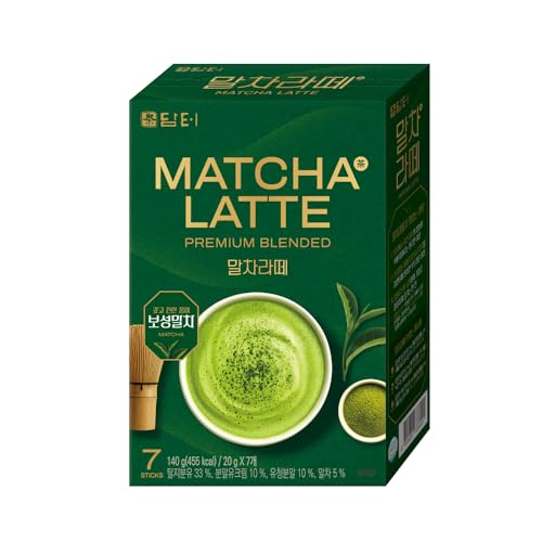 Damtuh Matcha Latte 20g x 7 Sticks – Ceremonial Grade Creamy Korean Matcha Latte Powder Mix,...