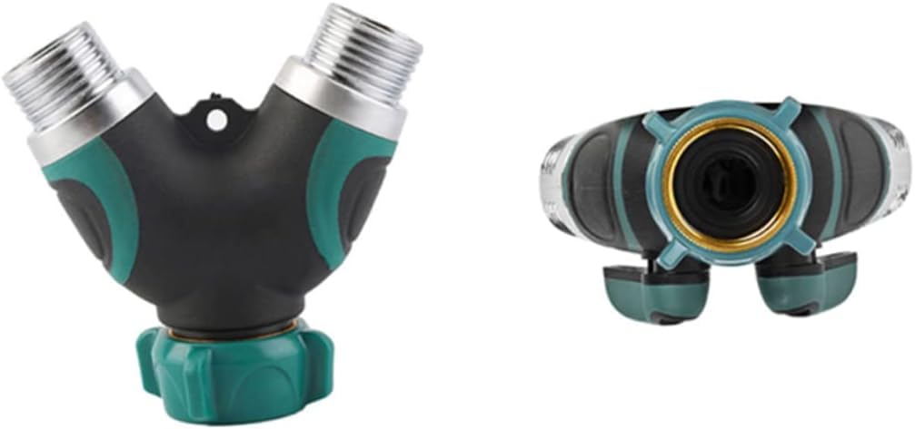 Gartenschlauch-Rohrarmaturen, Schlauch 2 Wasserhahn-Adapter, europäischer Adapter, Gartenschlauch-Adapter, Gartenschlauch-Anschlüsse, Schlauchrohr-Armaturen, Zinklegierung, Shunt, grünes Wasserhahn-Zu