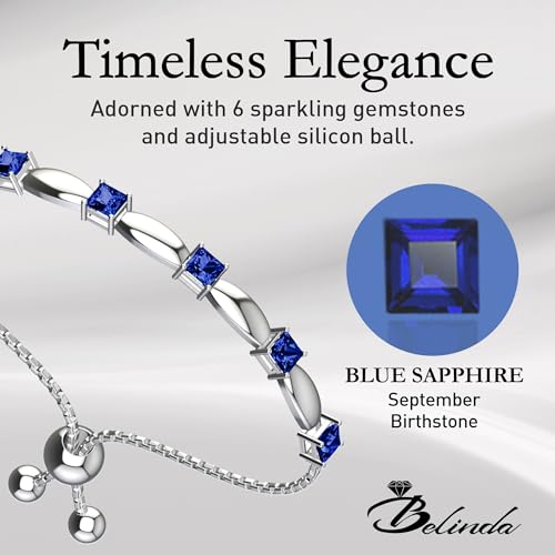 Fine Bracelet Tennis Style Pull String Birthstone Jewelry Gift for Women 925 Sterling Silver Square Sparkling Bolo Gemstone Jewelry Adjustable Bracelets4
