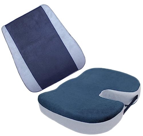 Image of Zaxty Orthopedic Lumbar & Tailbone Support Cushion Combo - Memory Foam Seat Cushion + Back Support for Sciatica, Coccyx, and Lower Back Pain Relief - Ideal for Office Chairs, Car Seats, and Home Desks