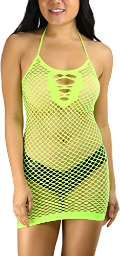 Image of ToBeInStyle Women's Stretch See Through Fishnet Novelty Mini Rave Party Dress