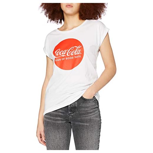 Coca Cola T-shirt för kvinnor rund logotyp t-shirt med rund logotyptryck vit Small