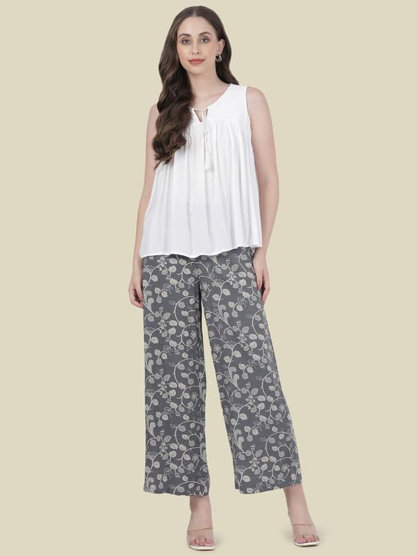 Image of GO COLORS Soft Viscose Printed Palazzo Full Length for Women| Breathable, Mid Rise