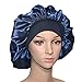 Hair Satin Bonnet For Sleeping Shower Caps Silk Chemo Caps with Wide Elastic Band Night Sleep Cap Bonnets for Black Women Braids (Navy Blue)