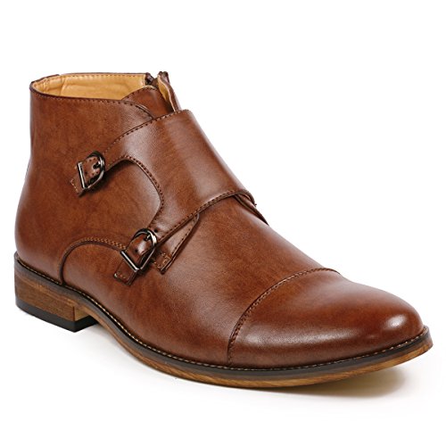 Metrocharm MC117 Men's Cap Toe Double Monk Boots 10.5 Brown