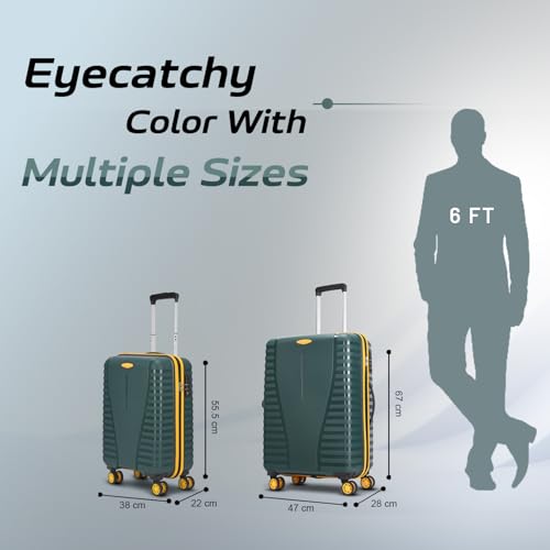 Image of Aristocrat 2 Pc Airpro Plus Set Cabin 55Cm(Small) Check-in 66Cm(Medium) 8 Wheel Spinners Trolley Bags for Travel Hard Case Luggage, Lightweight Bag with TSA Lock & Anti-Theft Zipper(Green)