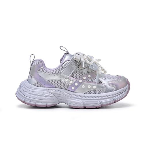 Kids Girl Series Fashion Sport Sneakers, Gauze/Pearl-Embellished, Chunky Platform Athletic, Upper Material Optional, EVA SBS-Blend Sole2