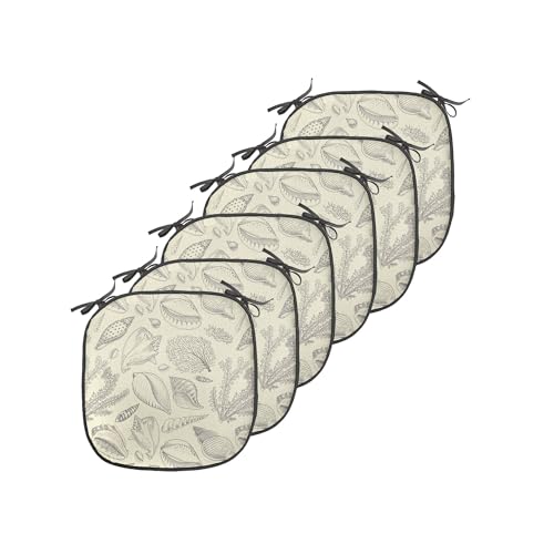 Lunarable Ocean Chair Seating Cushion Set of 6, Coastal Underwater