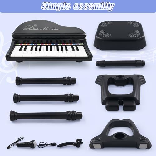 Love&Mini Piano Keyboard Toy for Kids - 31 Keys Toddlers Black Piano Toy with Microphone and Stool for Kids Age 3+ Years Old Girls Boys Birthday Gift by Love&Mini - Image 7
